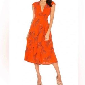 Free People coral red midi dress size 4